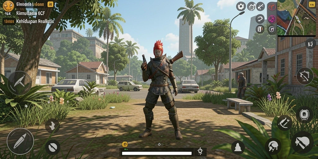 Screenshot gameplay 6CF menampilkan interaksi karakter dalam dunia simulasi yang dinamis.