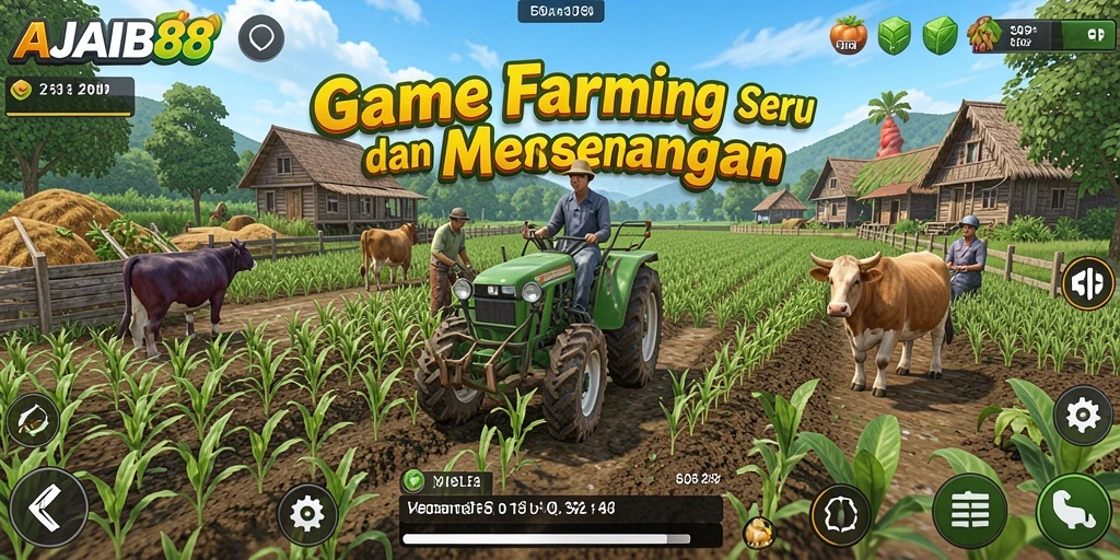 Tampilan gameplay AJAIB88 menampilkan aktivitas bertani yang menarik dan seru.