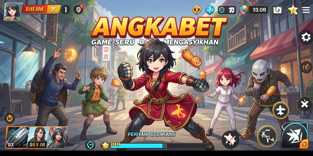 Tampilan gameplay seru di ANGKABET dengan karakter anime yang beraksi.