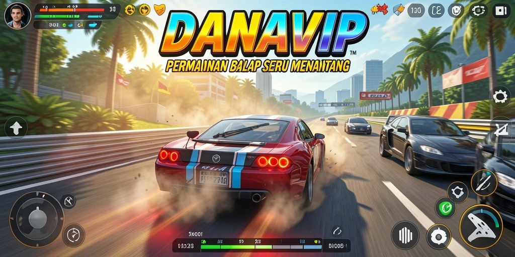 Tampilan layar gameplay balap yang intens dan mendebarkan.