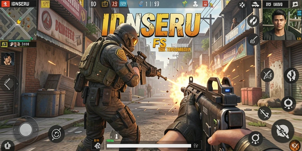 Screenshot menampilkan pertempuran seru dalam gameplay FPS.
