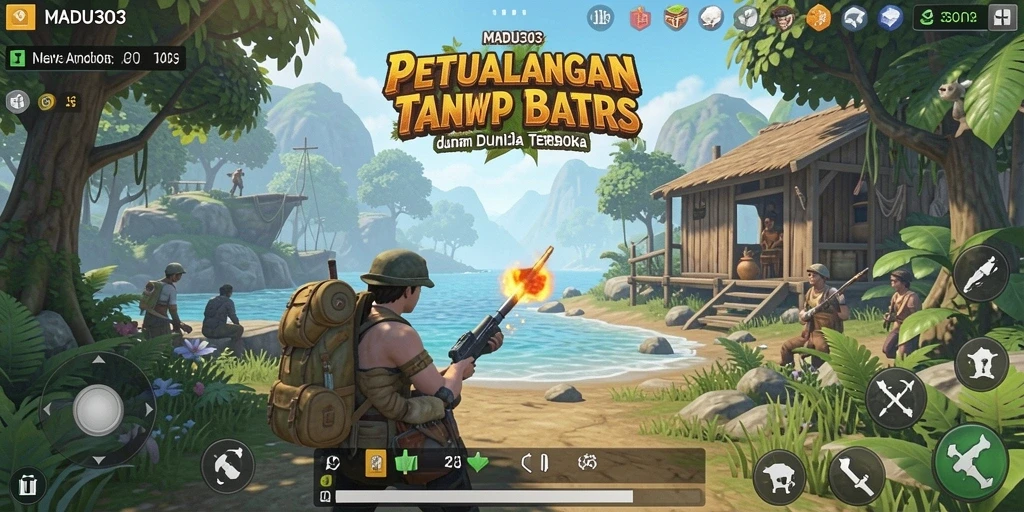 Tangkapan layar menunjukkan aksi seru di dunia terbuka MADU303.
