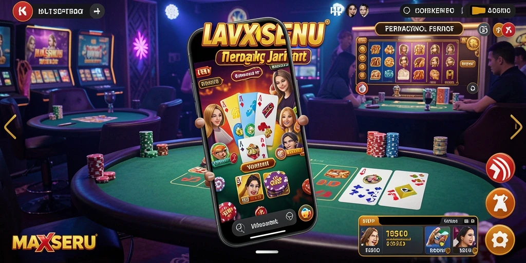 Screenshot gameplay <strong>MAXSERU</strong> menampilkan dealer langsung dengan suasana kasino yang menghidupkan setiap permainan.