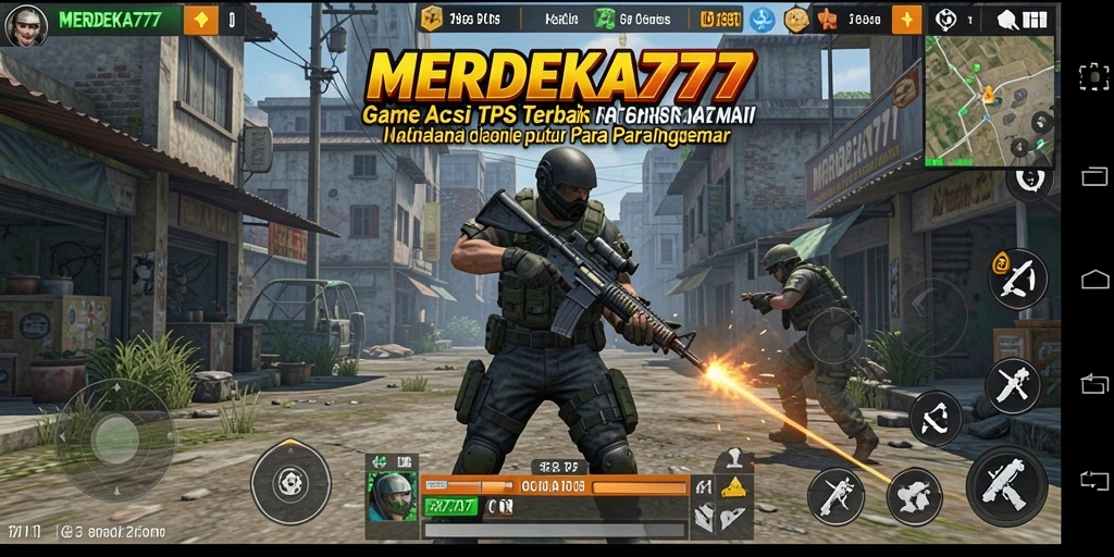 Tampilan aksi intens dalam gameplay MERDEKA777.