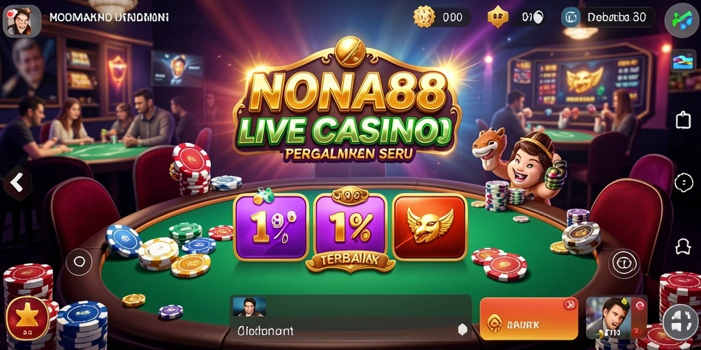 Screenshot NONA88 menampilkan dealer cantik dan permainan Live Casino yang menarik.
