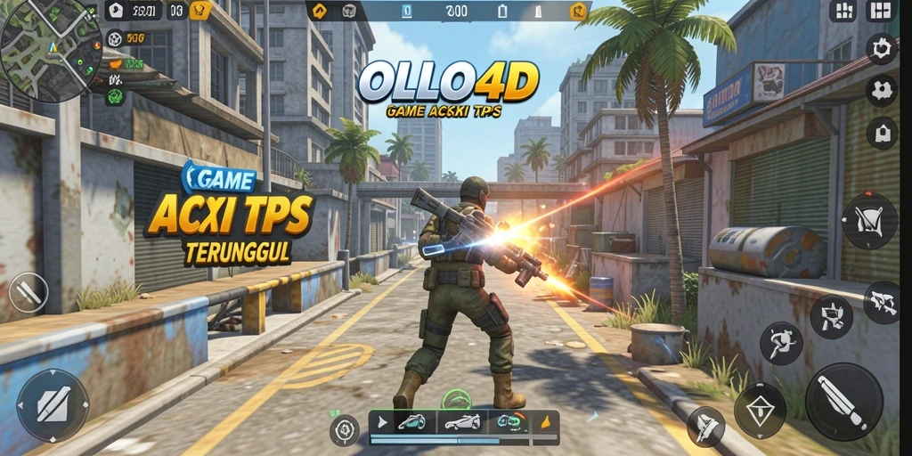 Tampilan layar gameplay OLLO4D yang menakjubkan dengan aksi TPS yang mendebarkan.