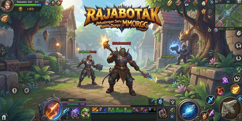 Tangkapan layar utama RAJABOTAK menunjukkan aksi seru di dunia MMORPG.