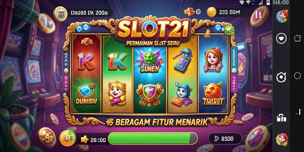 Tampilan gameplay SLOT21 yang menyenangkan dan penuh warna.