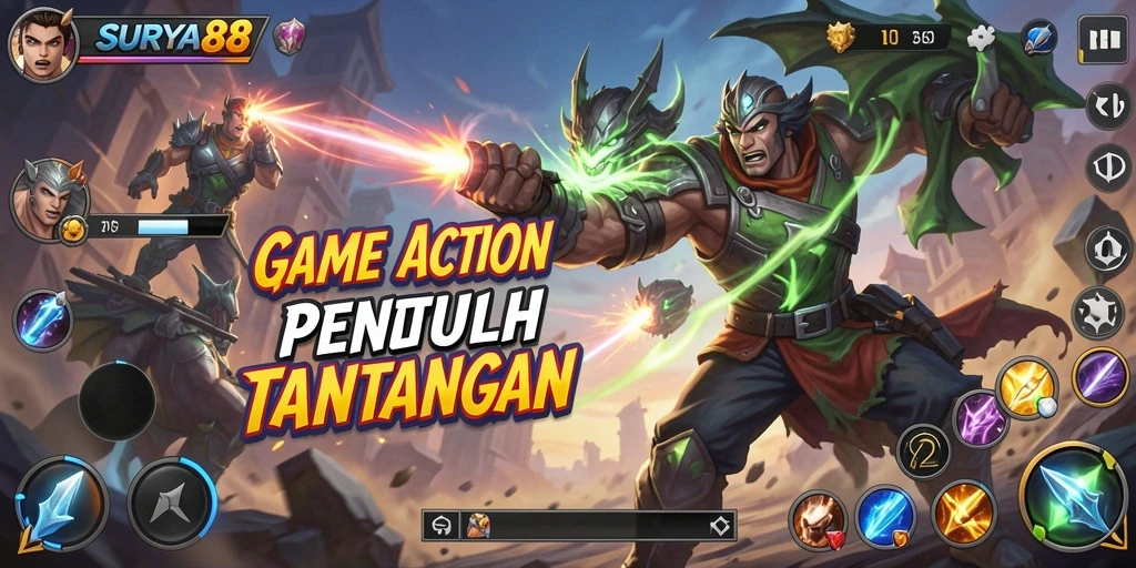 Tampilan seru gameplay Action dalam SURYA88 dengan karakter beraksi.